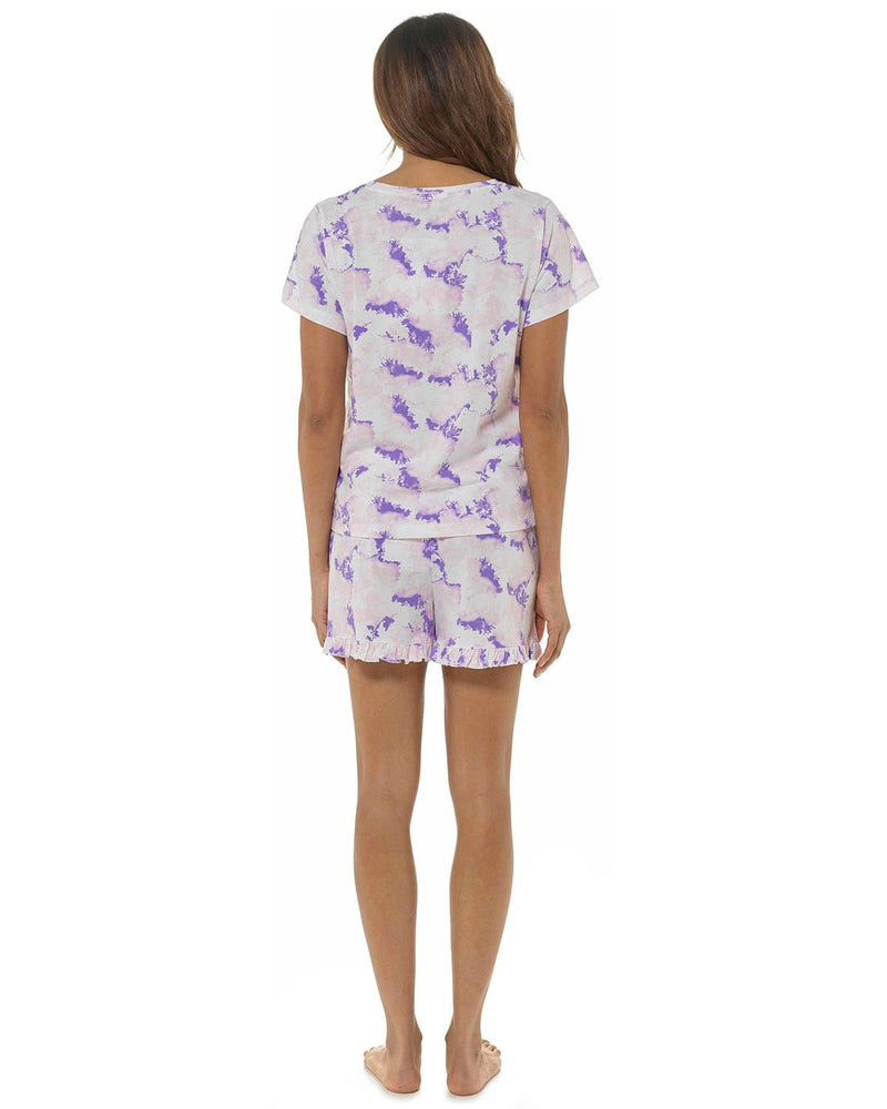 Wolf & Harte Womens Lilac Tie Dye Short Pyjamas