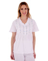 Slenderella Womens Embroidered Pintuck & Ruffle Woven Pyjamas