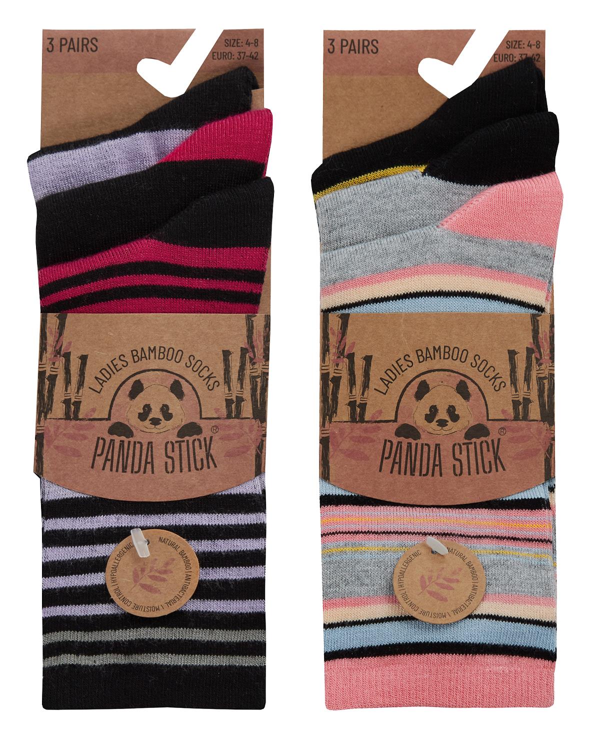 Womens 6 Pack Stripe Mix Bamboo Socks