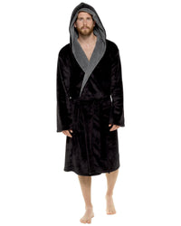 Mens Polished Fleece Sherpa Trim Dressing Gown