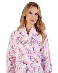 Slenderella Womens 46" Printed Waffle Wrap Dressing Gown