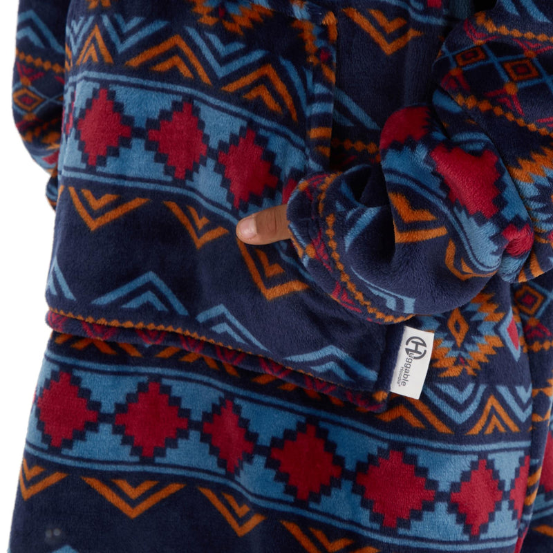 Huggable Kids Navy Aztec Print Snuggle Hoodie