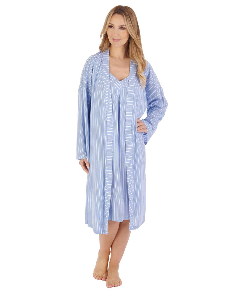 Slenderella Womens 42" Textured Stripe Robe