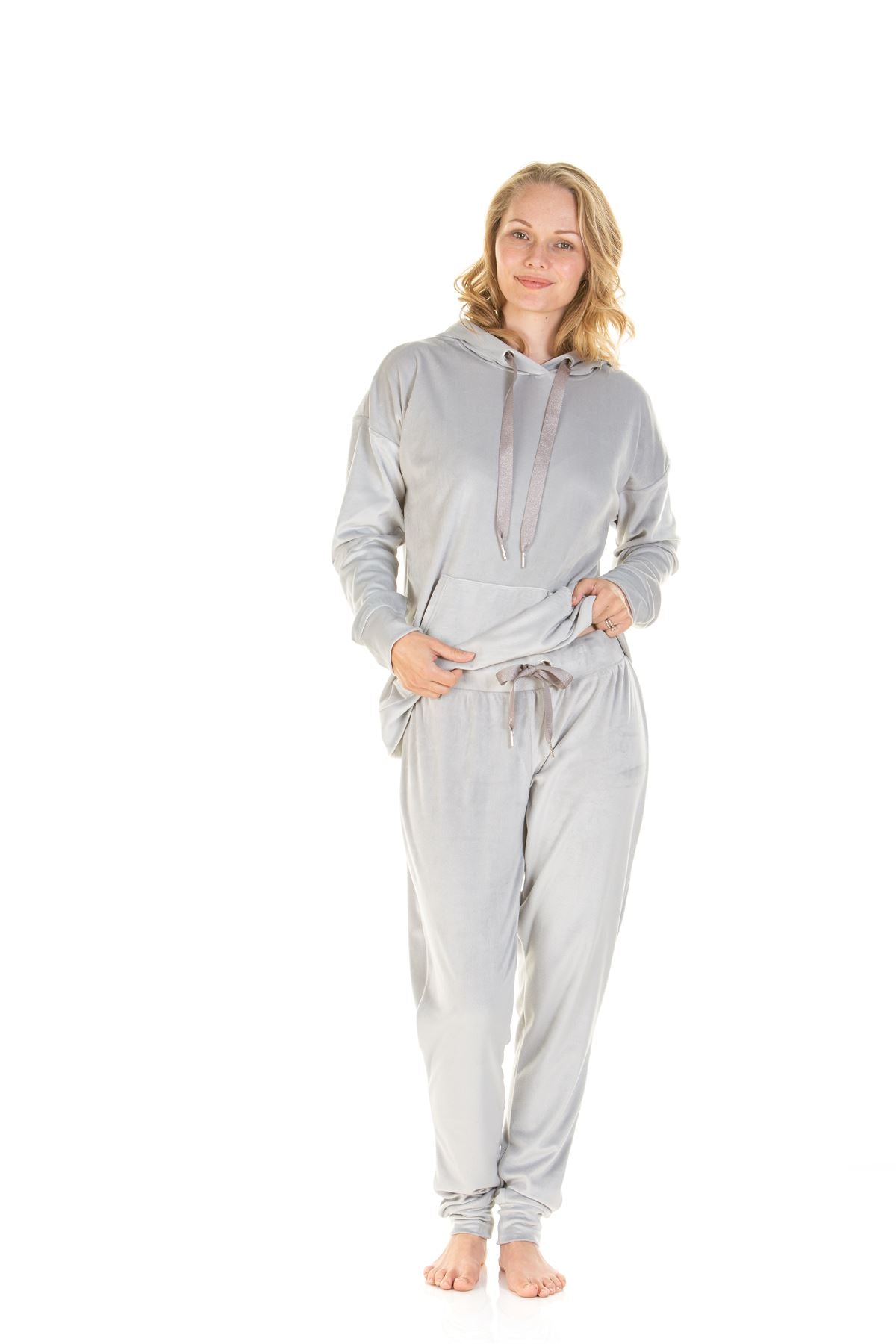 La Marquise Womens Velour Lounge Hooded Pyjamas