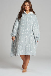 Loungeable Womens Grey Sparkle Star Blanket Hoodie