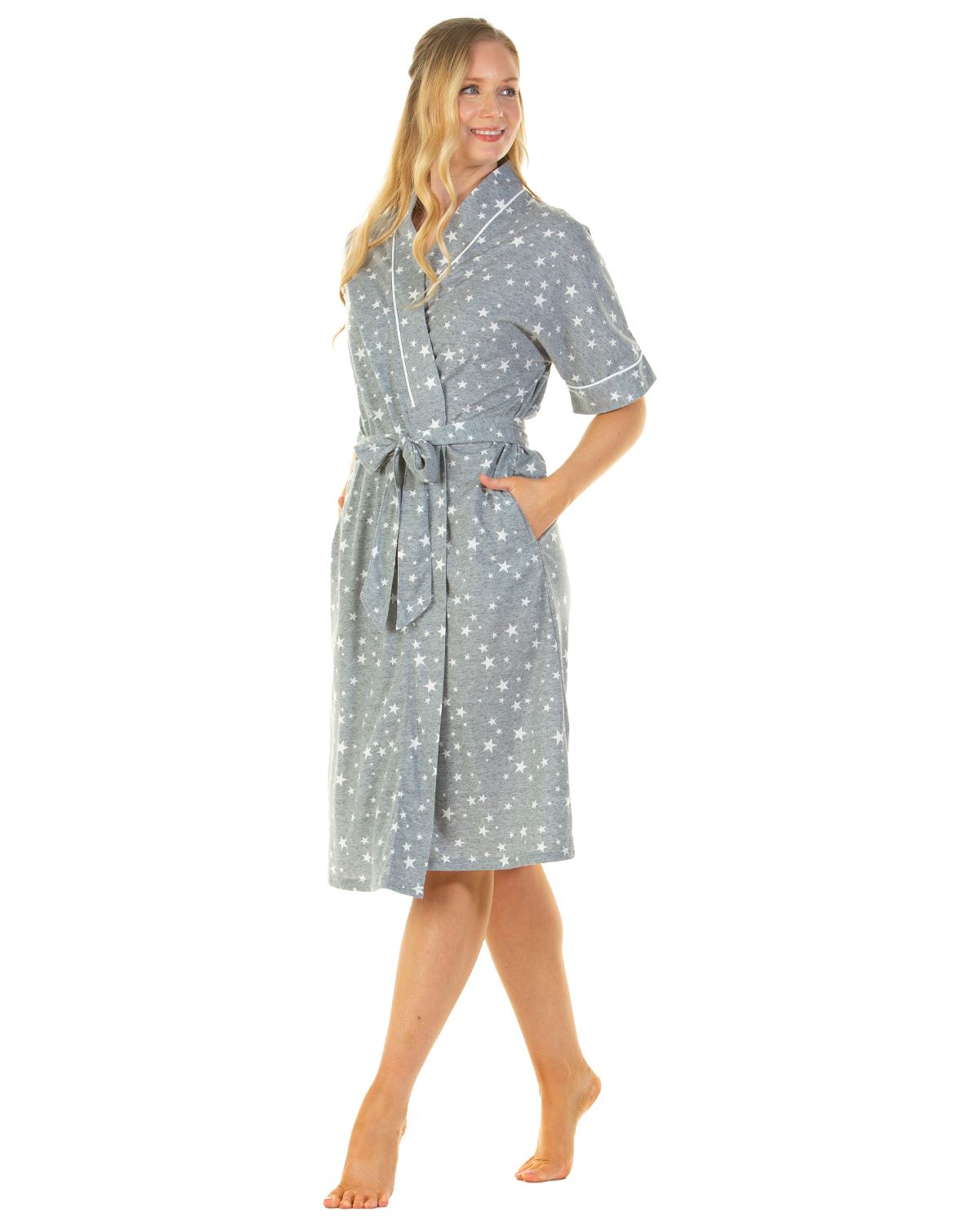 La Marquise Womens Heather Stars Robe