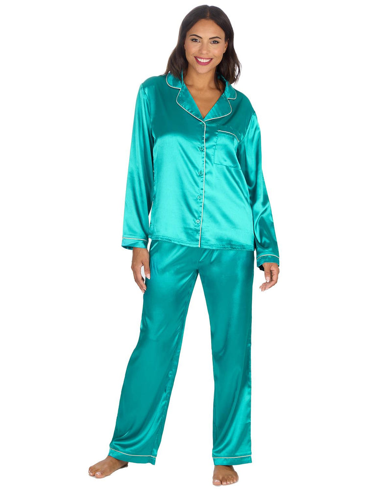 Slumber Party Womens Satin Long Pyjamas