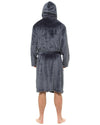 Mens Charcoal Polished Fleece Hooded Dressing Gown