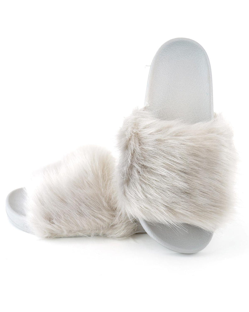 Womens Faux Fur Sliders