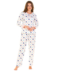 Sue Marks Womens Misty Dots Long Sleeve Pyjamas