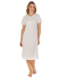 Slenderella Womens Trailing Floral 42" Jersey Cotton Short Sleeve Nightie