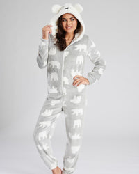 Loungeable Womens Grey Polar Bear Onesie