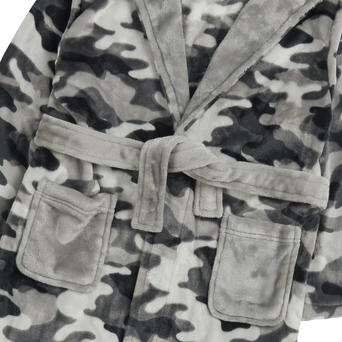 Boys Grey Camo Dressing Gown