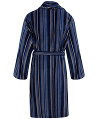 Walker Reid Mens Stripe Coral Fleece Dressing Gown