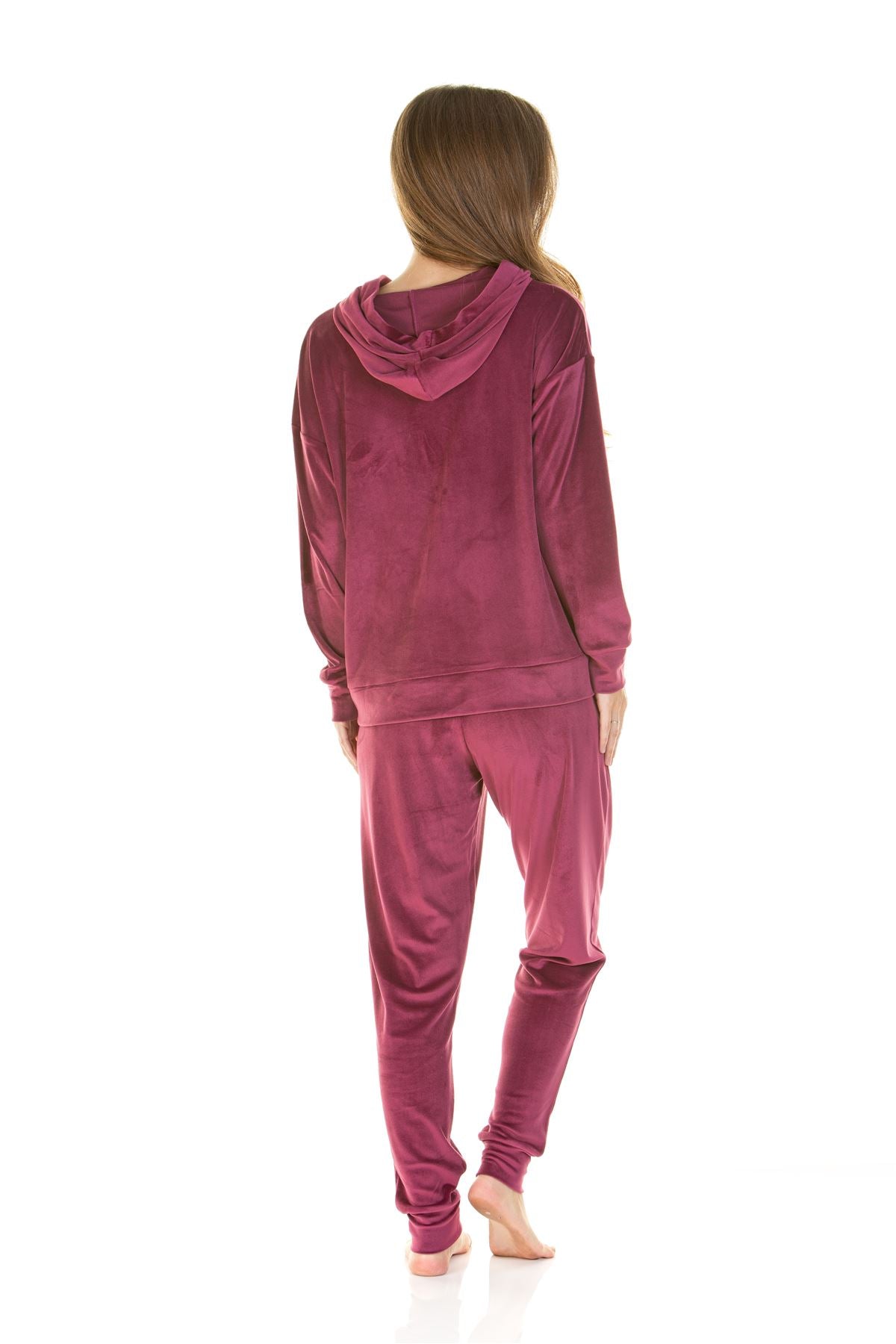 La Marquise Womens Velour Lounge Hooded Pyjamas