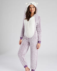 Loungeable Womens Lilac Sherpa Hedgehog Onesie