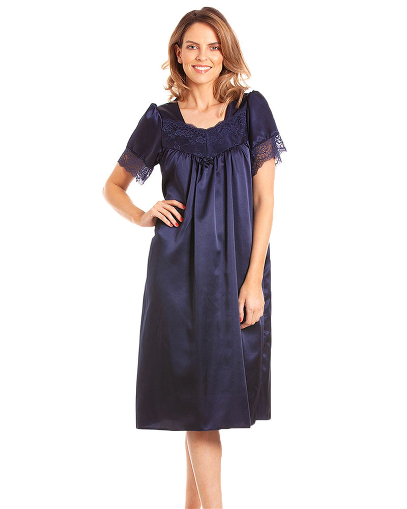 Lady Olga Womens Satin Short Sleeve Nightdress