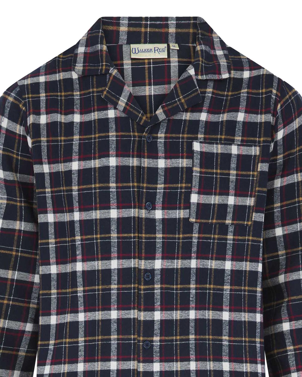 Walker Reid Mens Brushed Cotton Black Check Pyjamas