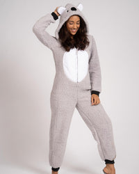 Loungeable Womens Grey Sherpa Koala Onesie