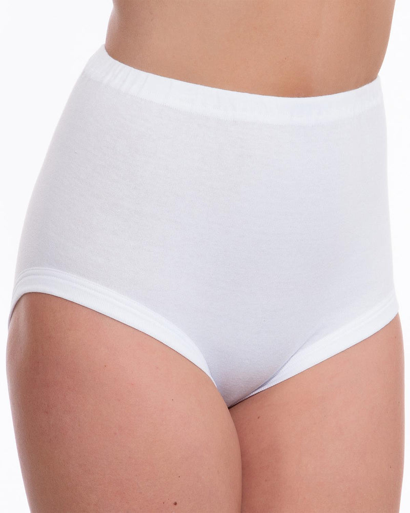 Womens 3 Pack White 100% Cotton Interlock Cuff Leg Briefs