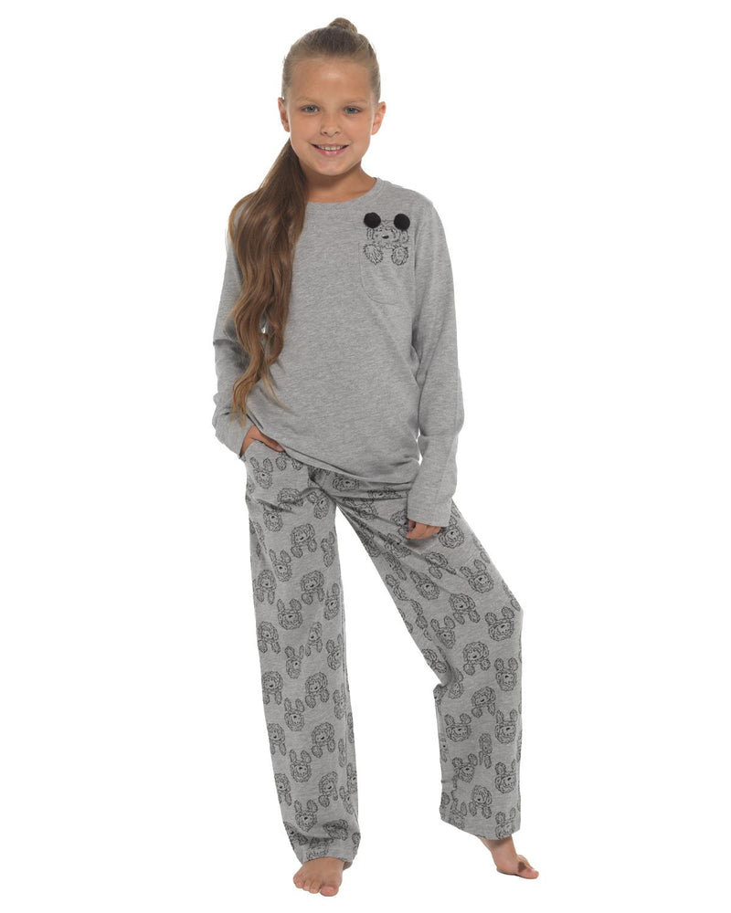 Slumber Hut Girls Jersey Grey Cockapoo Pyjamas