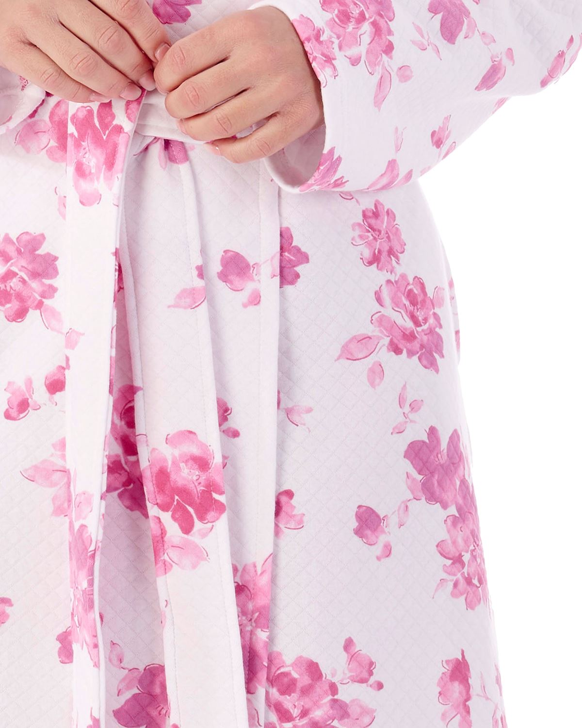 Slenderella Womens 46" Floral Mock Quilt Dressing Gown