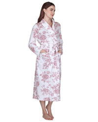 La Marquise Womens Vintage Bouquet Long Sleeve Jersey Robe