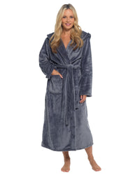 Slumber Hut Womens Flannel Fleece Hooded Dressing Gown