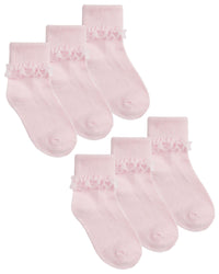 Cottonique 6 Pack Girls Frilly Lace Socks