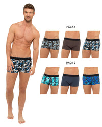 Tom Franks Mens 6 Pack Camo Hipster Trunk Boxers