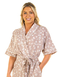 La Marquise Womens Heather Leopard Robe