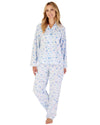 Slenderella Womens 100% Woven Cotton Long Sleeve Pyjamas