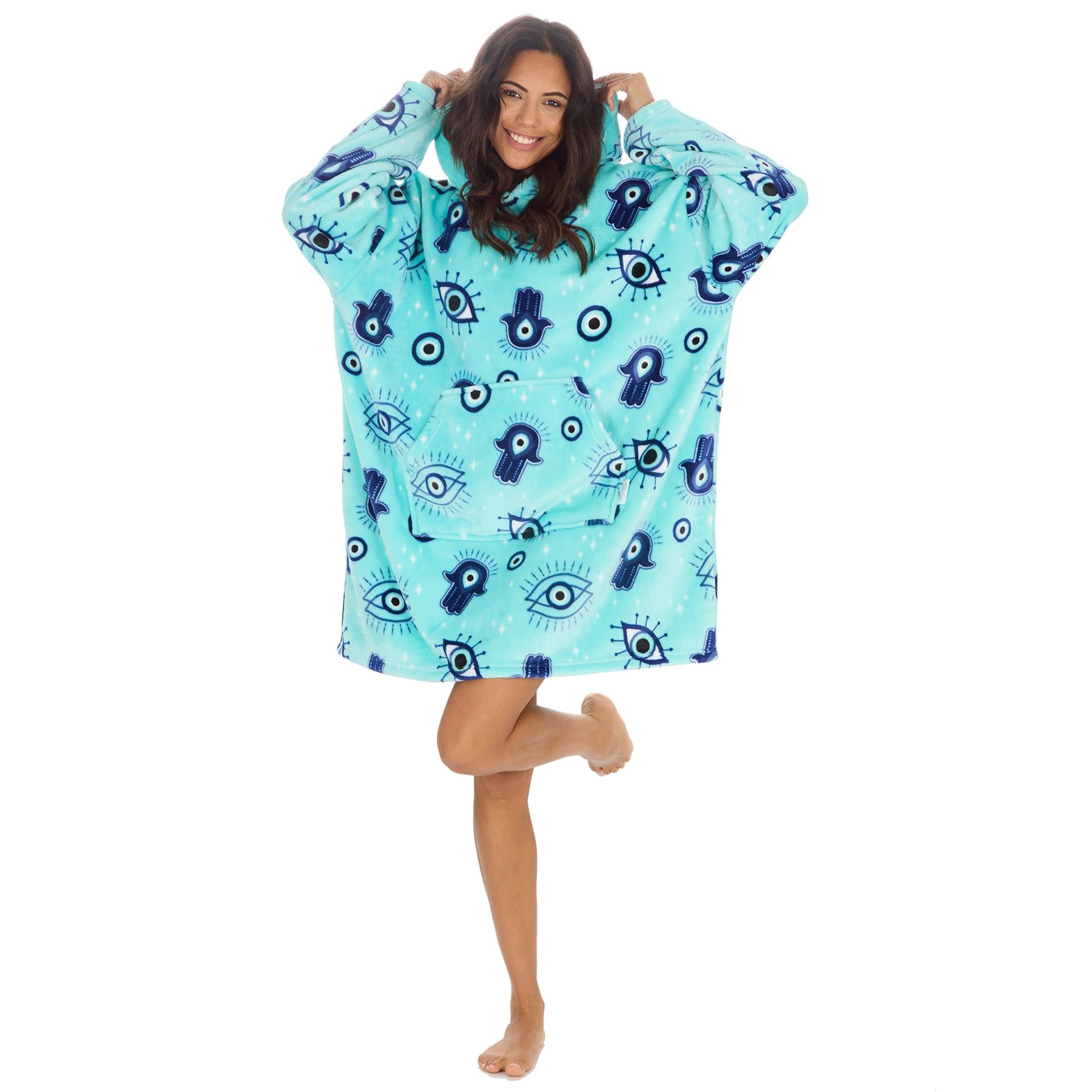 Huggable Womens Aqua Protective Eye Snuggle Hoodie