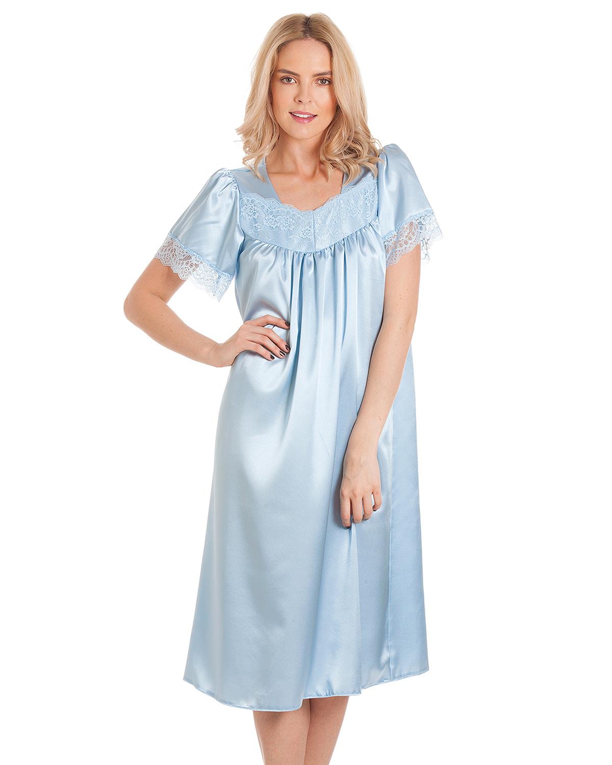 Lady Olga Womens Satin Short Sleeve Nightdress