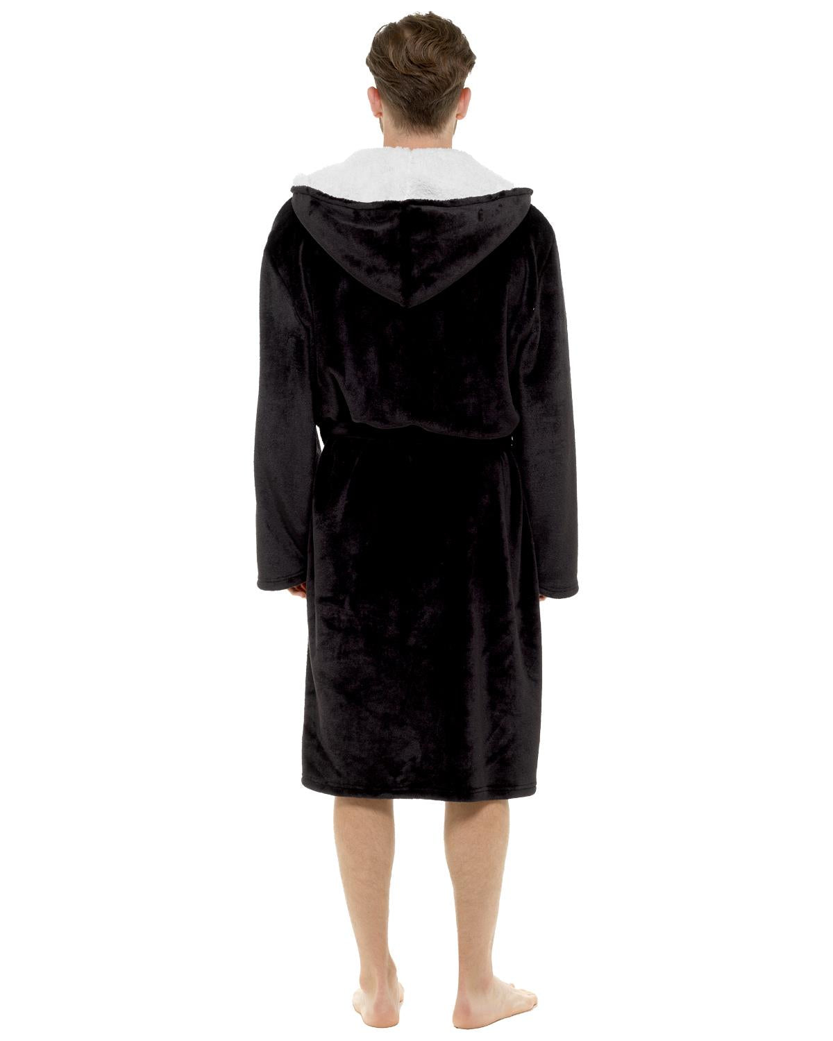 Mens Polished Fleece Sherpa Trim Dressing Gown