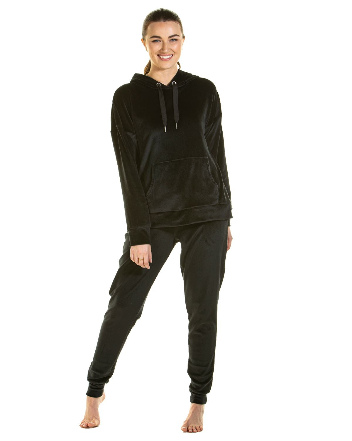 La Marquise Womens Velour Lounge Hooded Pyjamas