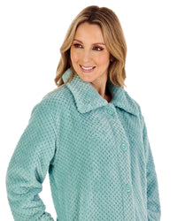 Slenderella Womens 52" Waffle Fleece Button Dressing Gown