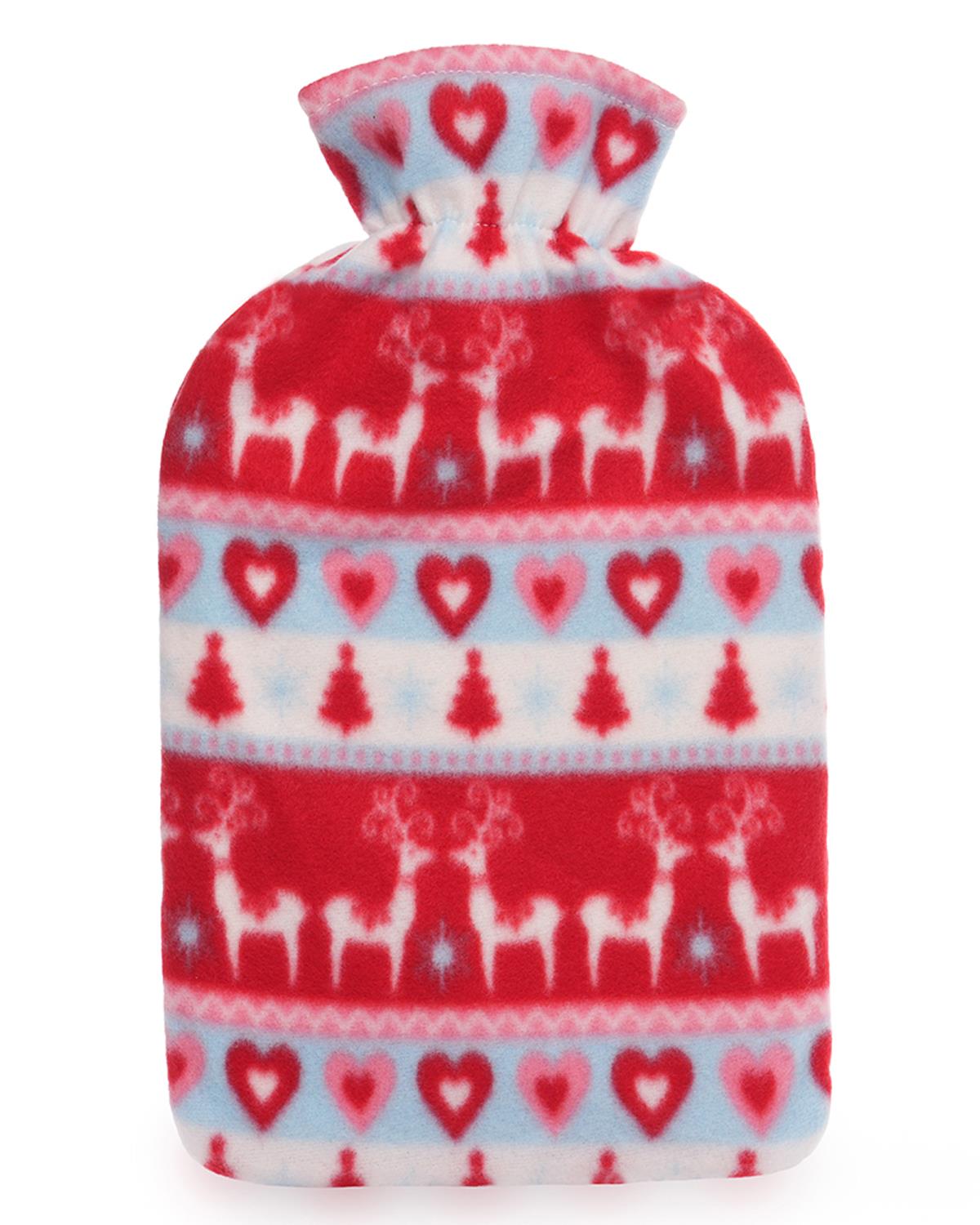 Red Fairisle Print Hot Water Bottle