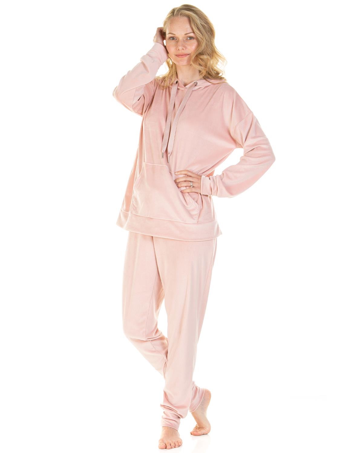 La Marquise Womens Velour Lounge Hooded Pyjamas