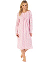 Slenderella Womens 42" Jacquard Floral Long Sleeve Jersey Nightie