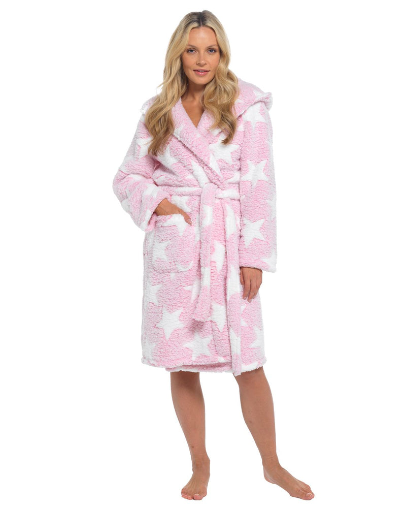 Slumber Hut Womens Star Print Borg Dressing Gown