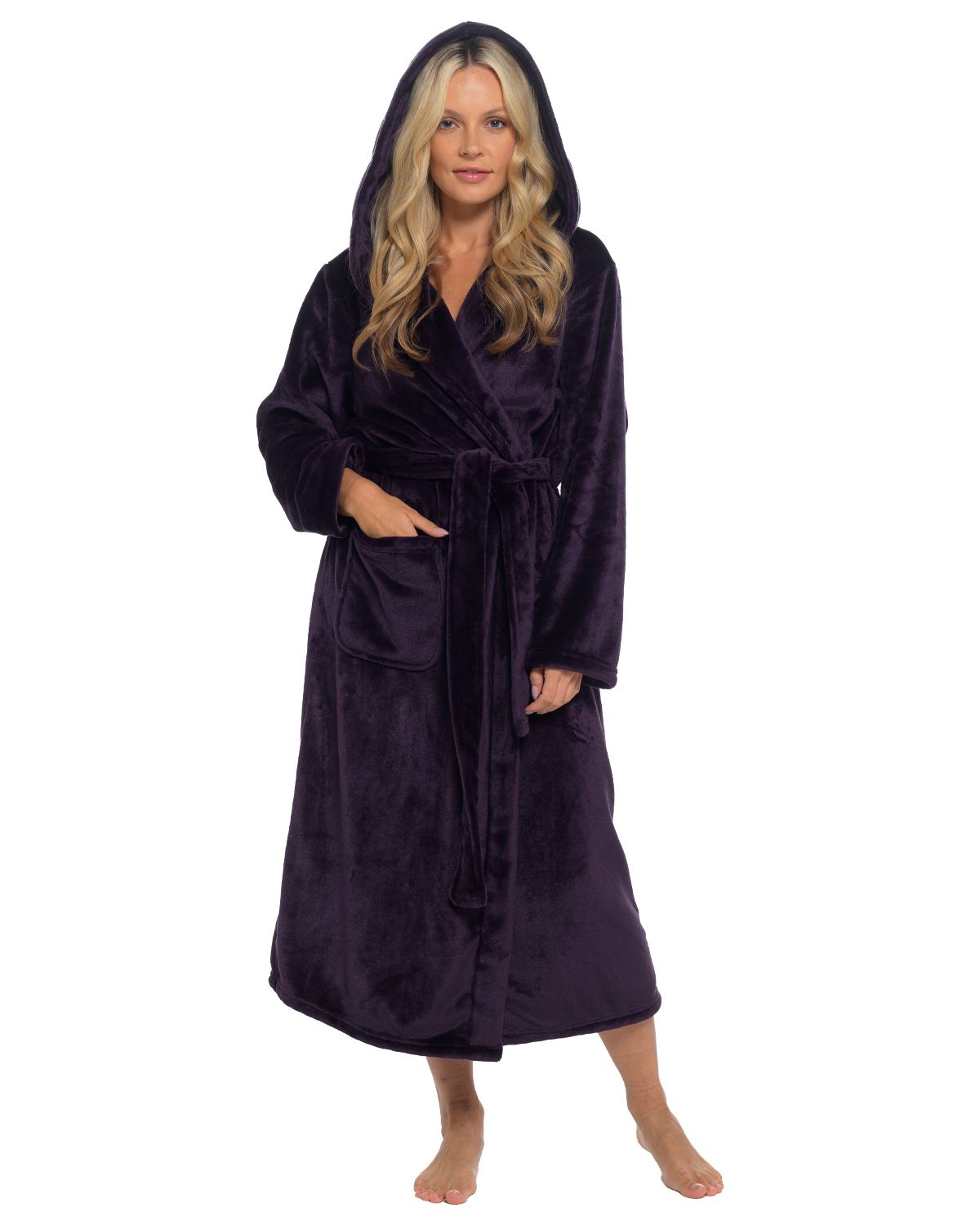 Slumber Hut Womens Flannel Fleece Hooded Dressing Gown