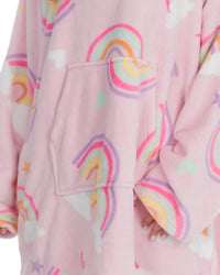 Huggable Womens Pink Rainbow Oversized Hoodie