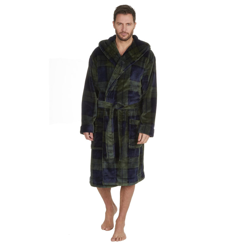 Pierre Roche Mens Green Check Dressing Gown