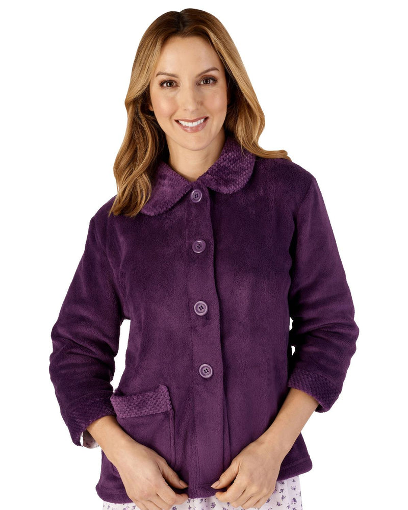 Slenderella Womens Mini Waffle Button Bed Jacket