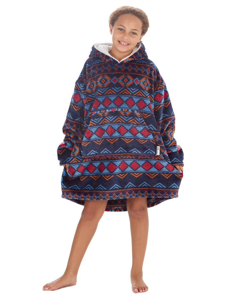 Huggable Kids Navy Aztec Print Snuggle Hoodie