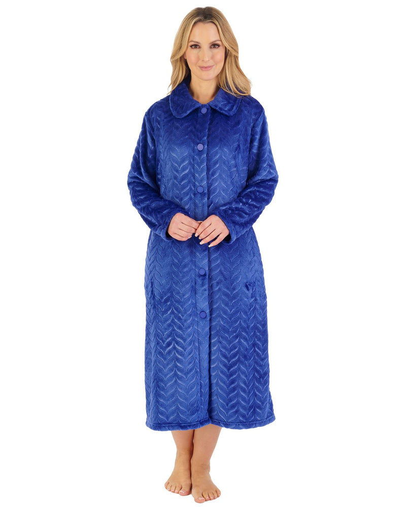 Slenderella Womens Embossed Button Dressing Gown