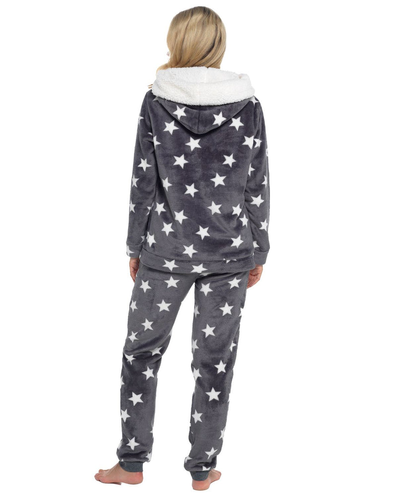 Slumber Hut Womens Star Fleece Hooded Pyjamas