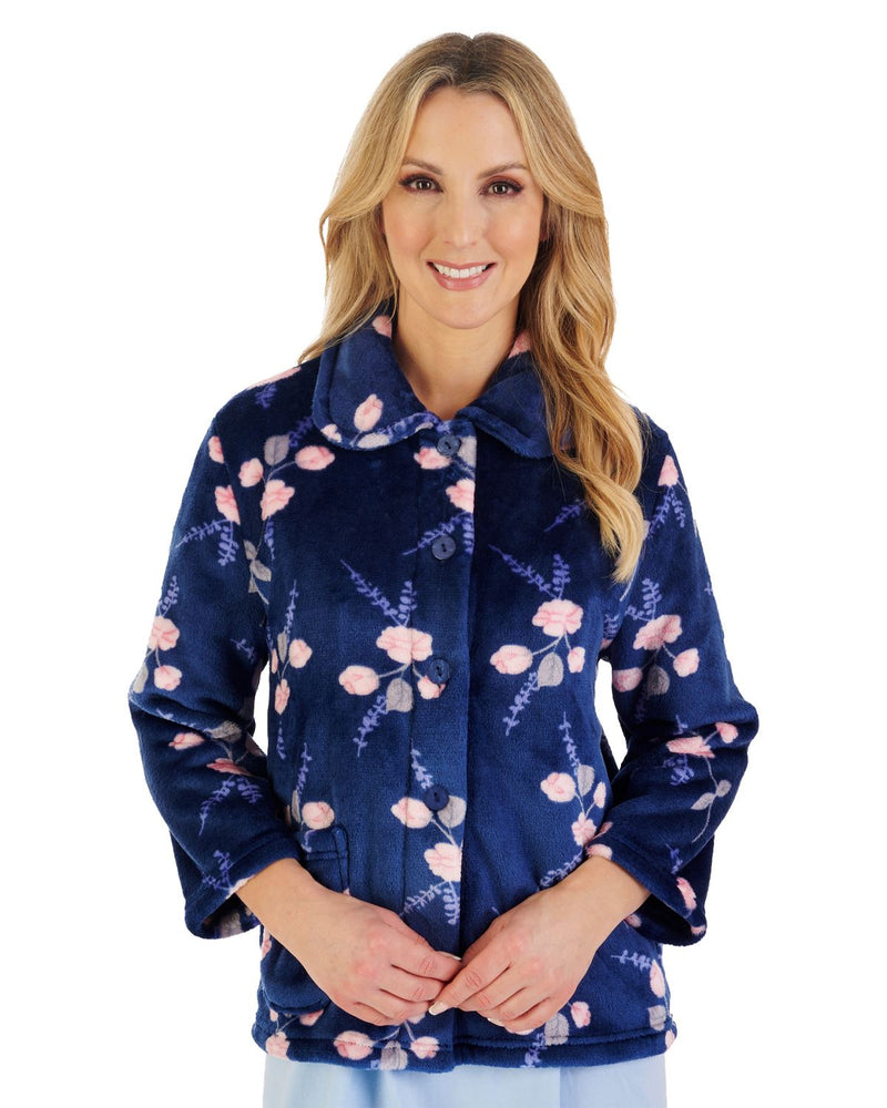 Slenderella Womens Floral Button Bed Jacket