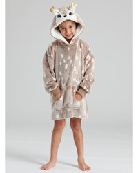 Girls Reindeer Fleece Snuggle Hoodie